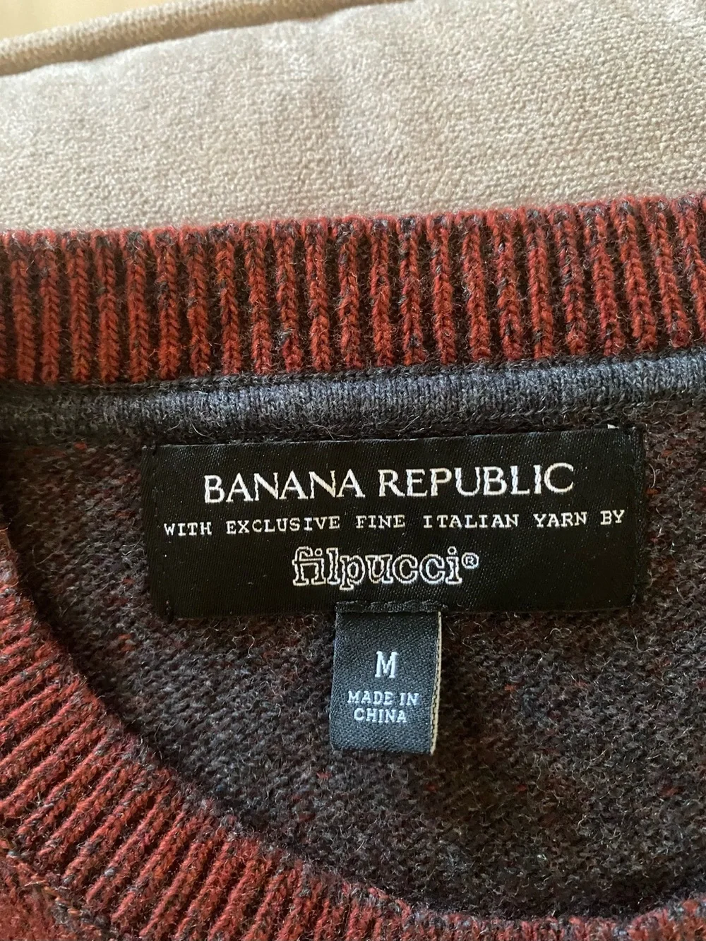 Banana Republic Filpucci Men Medium Merino Wool Blend Crewneck Sweater Rust Red
